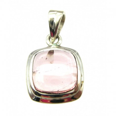 Anhänger Turmalin hellrot Quadrat abgerundet, 14x23 mm, 925er Silber