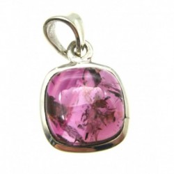 Anhänger Turmalin dunkelrot Viereck, 14x23 mm, 925er Silber