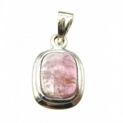 Anhänger Turmalin hellrot Rechteck abgerundet, 12x23 mm, 925er Silber