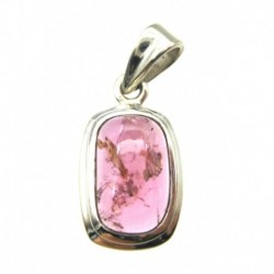 Anhänger Turmalin rot Rechteck abgerundet, 11x25 mm, 925er Silber