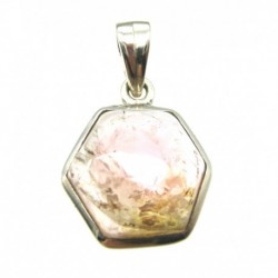 Anhänger Turmalin hellrot Sechseck, 17x25 mm, 925er Silber