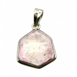 Anhänger Turmalin hellrot Sechseck/ Freeform, 18x28 mm, 925er Silber