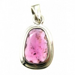 Anhänger Turmalin facettiert rot Freeform, 13x28 mm, 925er Silber