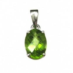 Anhänger Peridot facettiert Oval, 8x21 mm, Krampenfassung, 925er Silber