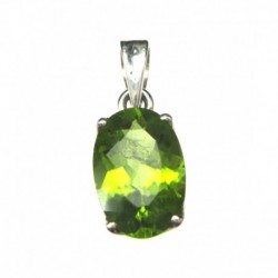 Anhänger Peridot facettiert Oval, 9x22 mm, Krampenfassung, 925er Silber