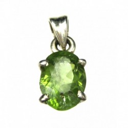 Anhänger Peridot facettiert Oval, 7x17 mm, Krampenfassung, 925er Silber