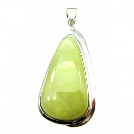 Anhänger Prehnit Tropfen, 18x43 mm, feste Öse, 925er Silber