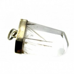 Anhänger Rutilquarz mit Silberkappe Spitze geschliffen, 19x43 mm, 925er Silber