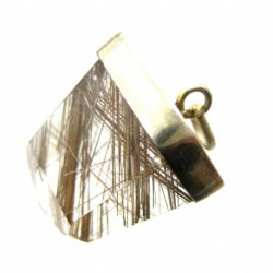 Anhänger Rutilquarz mit Silberkappe Spitze geschliffen, 21x34 mm, 925er Silber