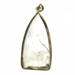 Anhänger Rutilquarz facettiert Freeform, 15x38 mm, 925er Silber