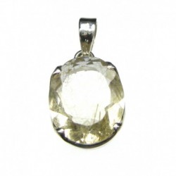Anhänger Rutilquarz facettiert Oval, 15x31 mm, Krampenfassung, 925er Silber