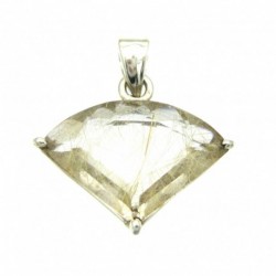 Anhänger Rutilquarz facettiert Dreieck, oben gerundet, 25x29 mm, Krampenfassung, 925er Silber