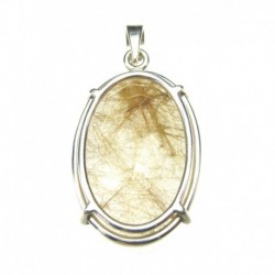 Anhänger Rutilquarz facettiert Oval, 22x45 mm, Krampenfassung, 925er Silber