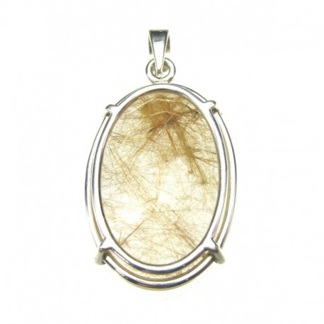 Anhänger Rutilquarz facettiert Oval, 22x45 mm, Krampenfassung, 925er Silber