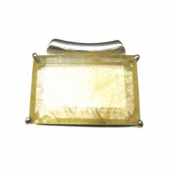 Anhänger Rutilquarz facettiert Rechteck, 27x24 mm, Pipe, Krampenfassung, 925er Silber