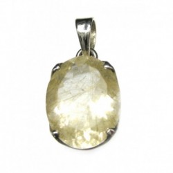 Anhänger Rutilquarz facettiert Oval, 13x27 mm, Krampenfassung, 925er Silber