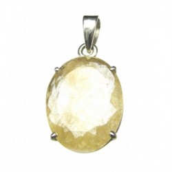 Anhänger Rutilquarz facettiert Oval, 16x33 mm, Krampenfassung, 925er Silber