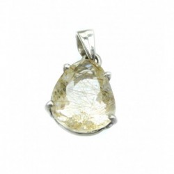 Anhänger Rutilquarz facettiert Tropfen, 15x26 mm, Krampenfassung, 925er Silber