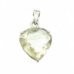 Anhänger Rutilquarz facettiert Tropfen, 15x27 mm, Krampenfassung, 925er Silber