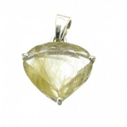 Anhänger Rutilquarz facettiert Dreieck, Seiten gerundet, 20x27 mm, Krampenfassung, 925er Silber