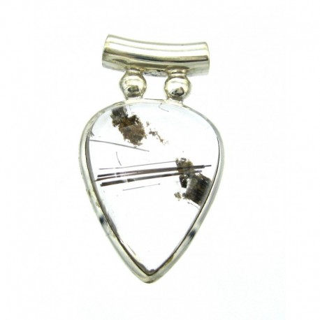 Anhänger Rutilquarz Tropfen, 20x35 mm, Pipe, 925er Silber