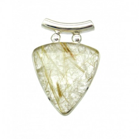 Anhänger Rutilquarz Dreieck, abgerundet, 32x40 mm, Pipe, 925er Silber