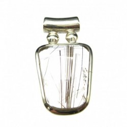 Anhänger Rutilquarz Freeform, 17x31 mm, Pipe, 925er Silber