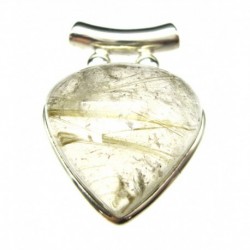 Anhänger Rutilquarz Dreieck, abgerundet, 25x35 mm, Pipe, 925er Silber