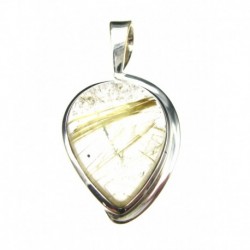 Anhänger Rutilquarz Tropfen, 20x38 mm, feste Öse, 925er Silber