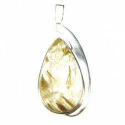 Anhänger Rutilquarz Tropfen, 19x50 mm feste Öse, 925er Silber