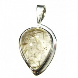 Anhänger Rutilquarz Tropfen, 19x36 mm, feste Öse, 925er Silber