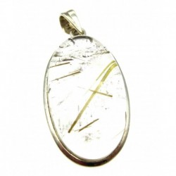 Anhänger Rutilquarz Oval, 22x48 mm, 925er Silber