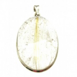 Anhänger Rutilquarz Oval, 25x47 mm, 925er Silber
