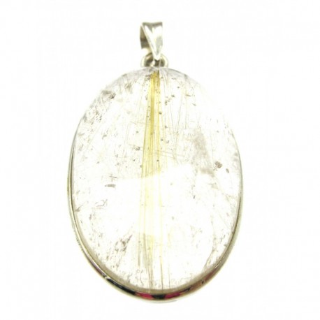 Anhänger Rutilquarz Oval, 25x47 mm, 925er Silber