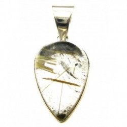 Anhänger Rutilquarz Tropfen, 16x38 mm, 925er Silber