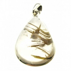 Anhänger Rutilquarz Tropfen, 33x41 mm, 925er Silber