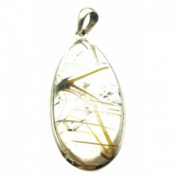 Anhänger Rutilquarz Tropfen, 20x54 mm, 925er Silber