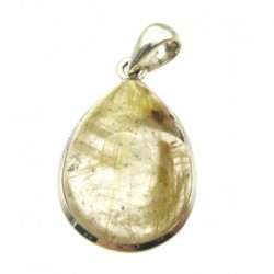 Anhänger Rutilquarz Tropfen, 19x37 mm, 925er Silber