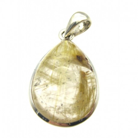 Anhänger Rutilquarz Tropfen, 19x37 mm, 925er Silber