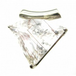 Anhänger Rutilquarz facettiert Dreieck, abgerundet, 25x26 mm, Pipe, Krampenfassung, 925er Silber