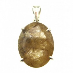 Anhänger Rutilquarz facettiert Oval, 14x27 mm, Krampenfassung, 925er Silber