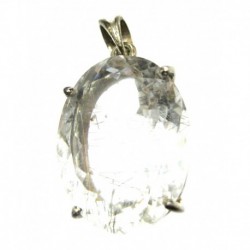 Anhänger Rutilquarz facettiert Oval, 17x33 mm, Krampenfassung, 925er Silber