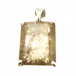 Anhänger Rutilquarz facettiert Rechteck, 10x22 mm, Krampenfassung, 925er Silber