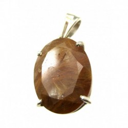 Anhänger Rutilquarz facettiert Oval, 13x26 mm, Krampenfassung, 925er Silber