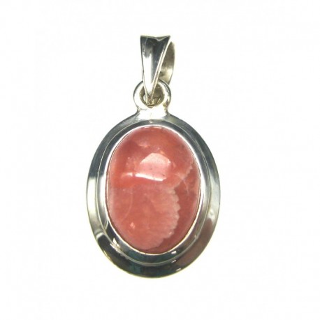Anhänger Rhodochrosit Oval, 15x28 mm, 925er Silber