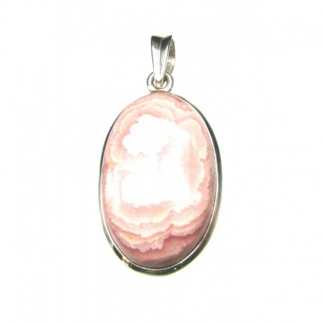 Anhänger Rhodochrosit Oval, 18x38 mm, 925er Silber