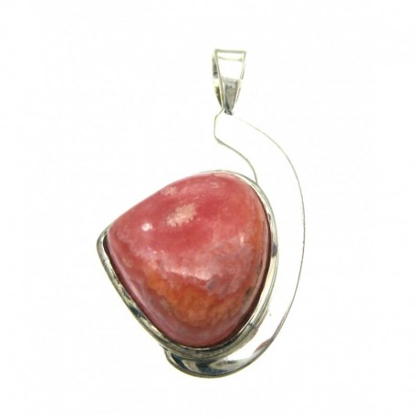 Anhänger Rhodochrosit Freeform, 22x 39 mm, feste Öse, Schlaufenform, 925er Silber