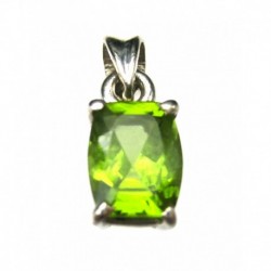 Anhänger Peridot facettiert Rechteck rundlich, 7x17 mm, Krampenfassung, 925er Silber