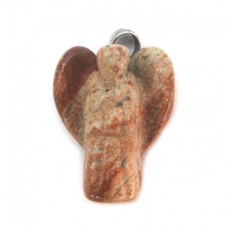 Engel-Anhänger 2 cm Jaspis rot und sandfarben mit 925er Silberöse