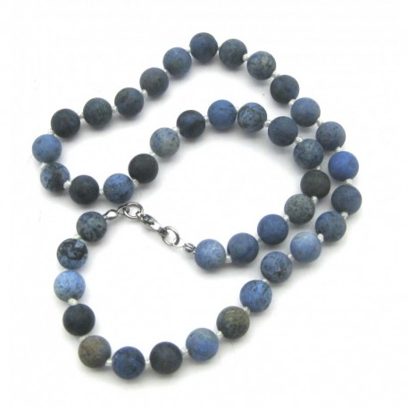 Kugel-Kette Dumortierit-Quarz mattiert 8 mm 45 cm lang